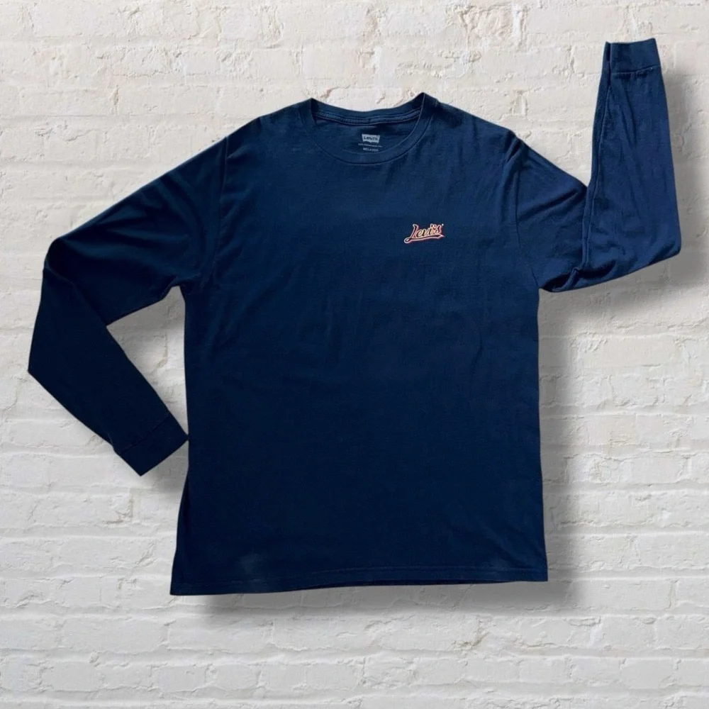 🔴 Levi’s Long Sleeve Logo Tee Men’s L Navy Blue | Quality Crafted Since 1873